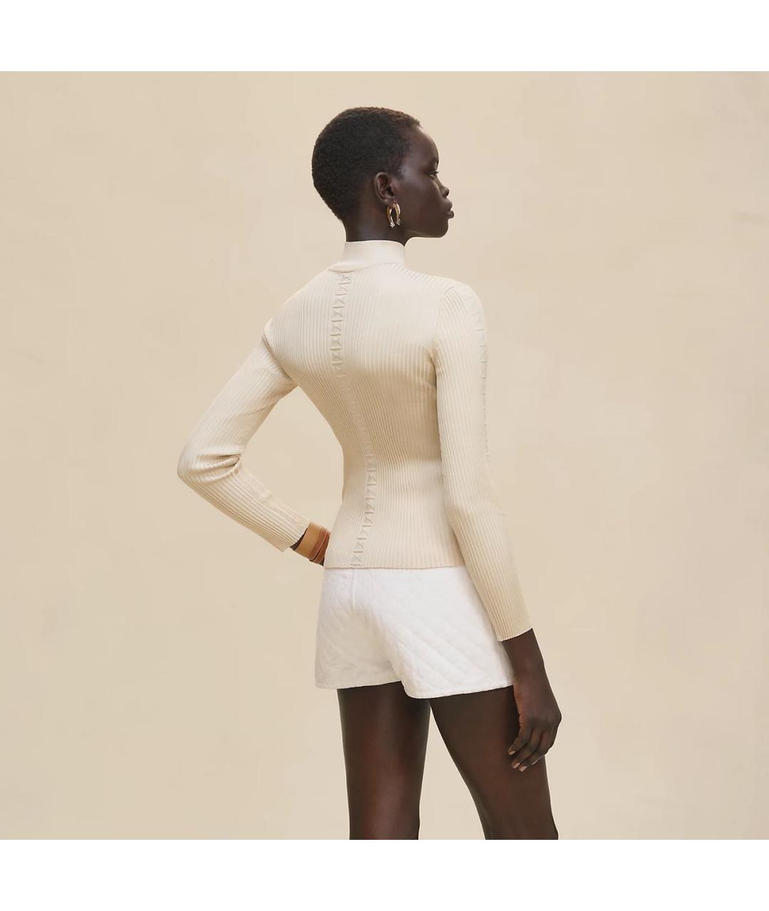 HERMES Бежевая шелковая водолазка, фото 3