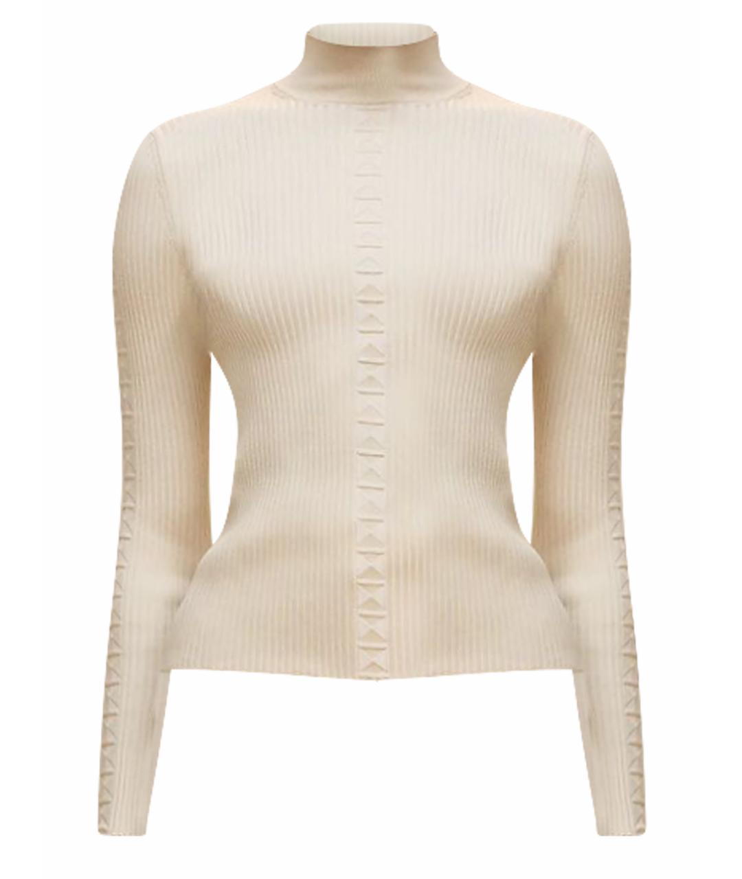 HERMES Бежевая шелковая водолазка, фото 1