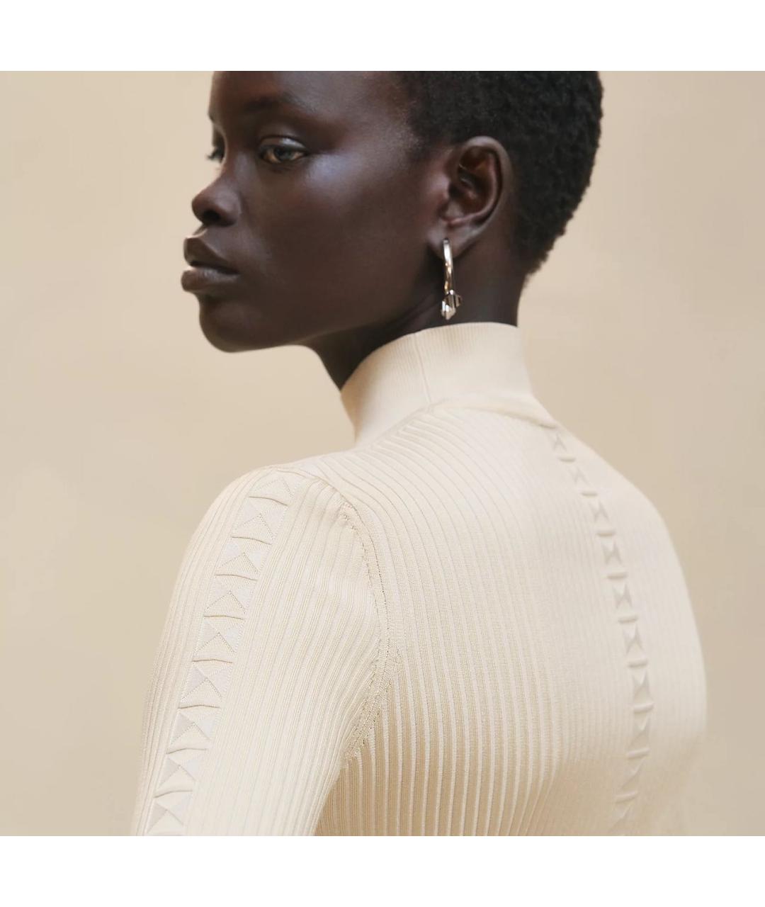 HERMES Бежевая шелковая водолазка, фото 5