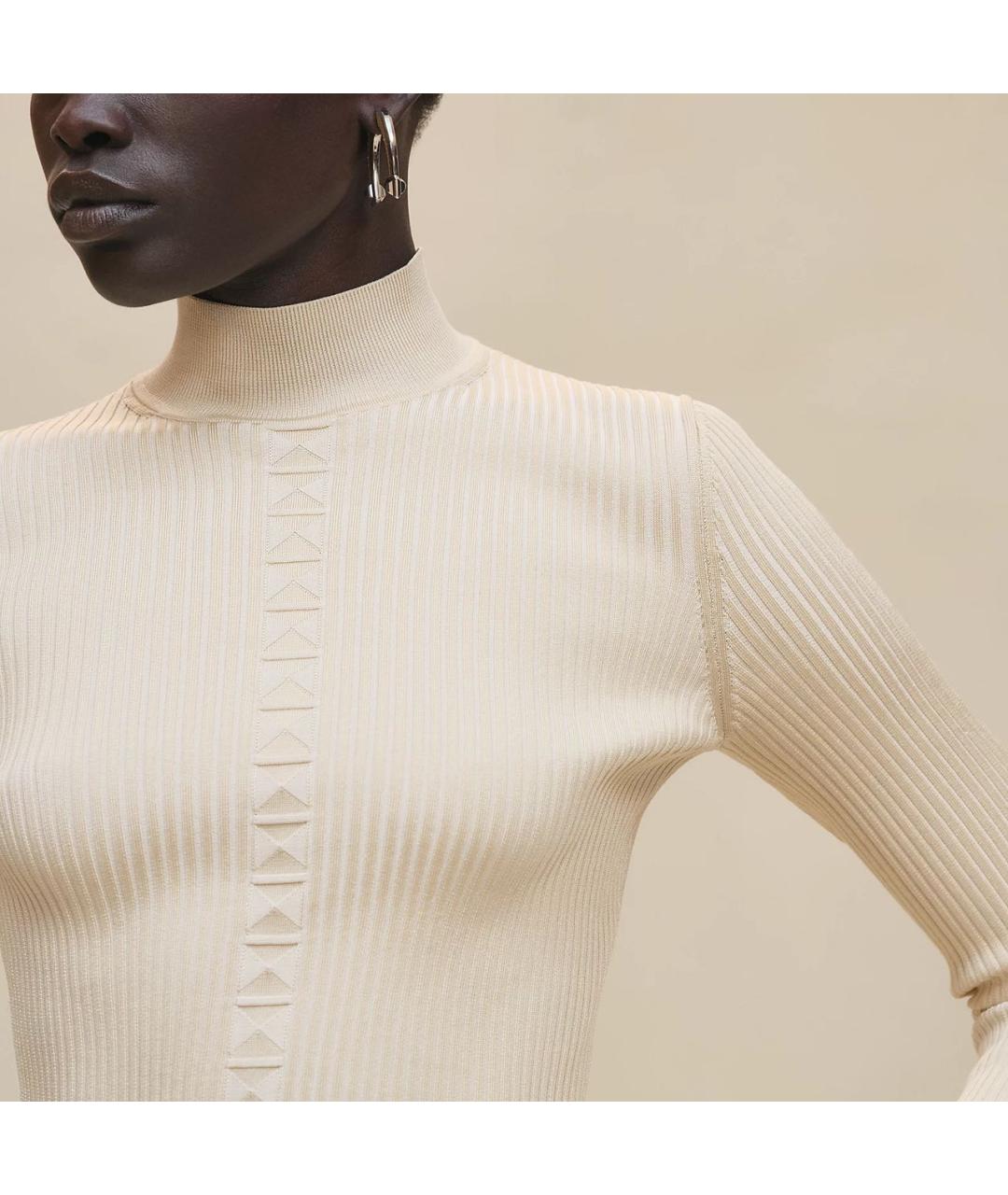 HERMES Бежевая шелковая водолазка, фото 4