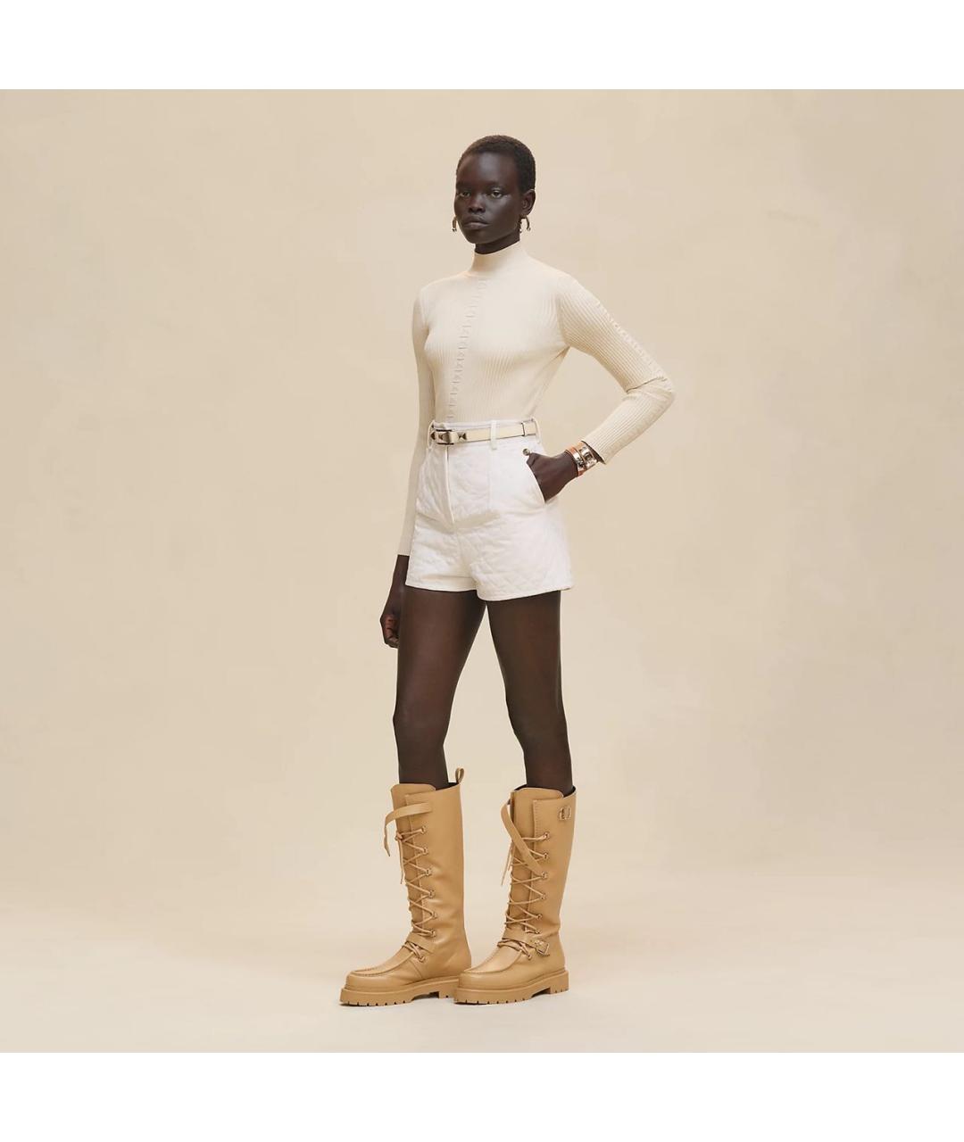 HERMES Бежевая шелковая водолазка, фото 2