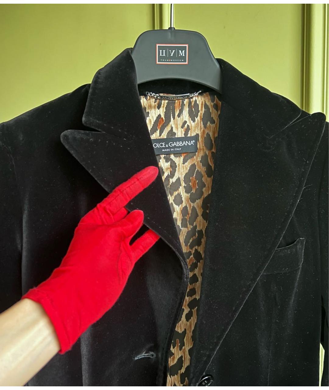 DOLCE&GABBANA Черный бархатный тренч/плащ, фото 3