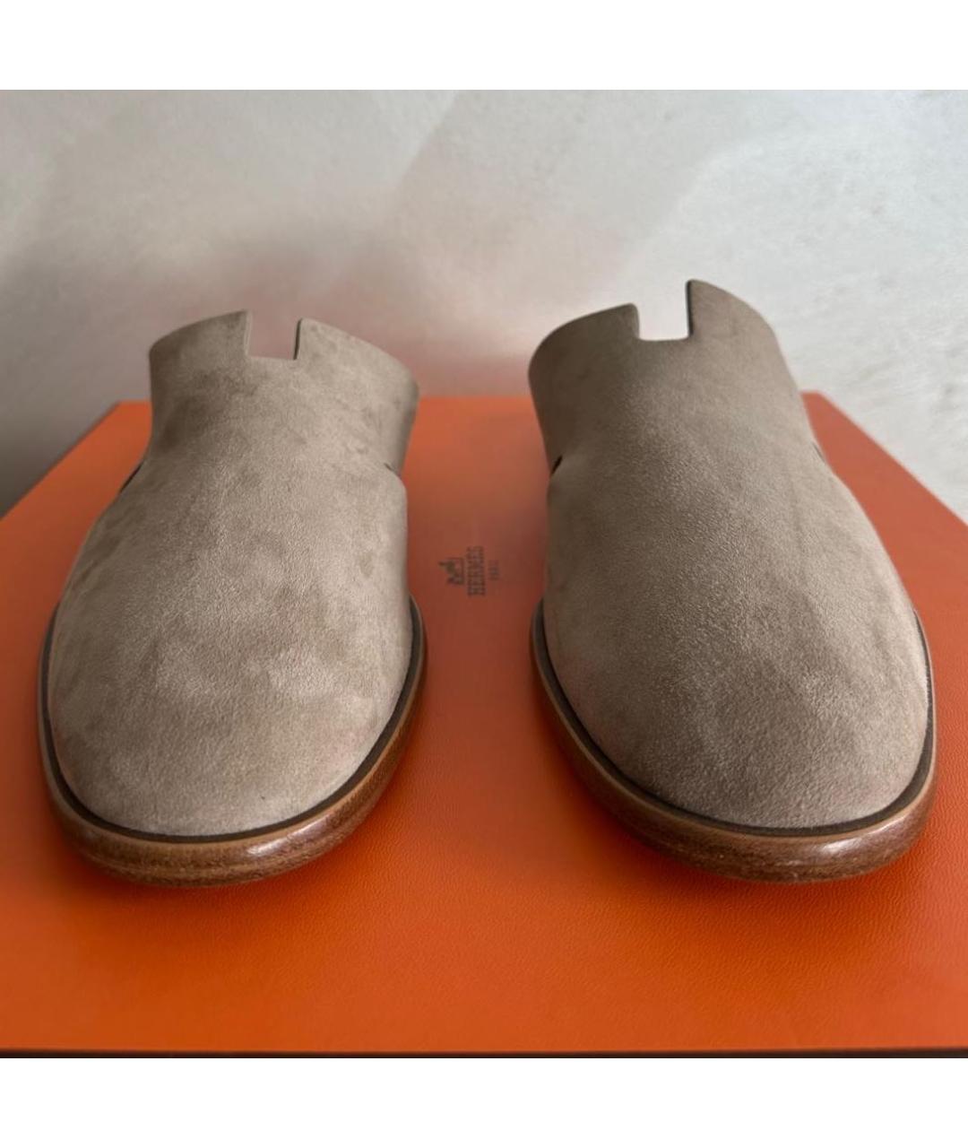 HERMES Бежевые замшевые туфли, фото 6