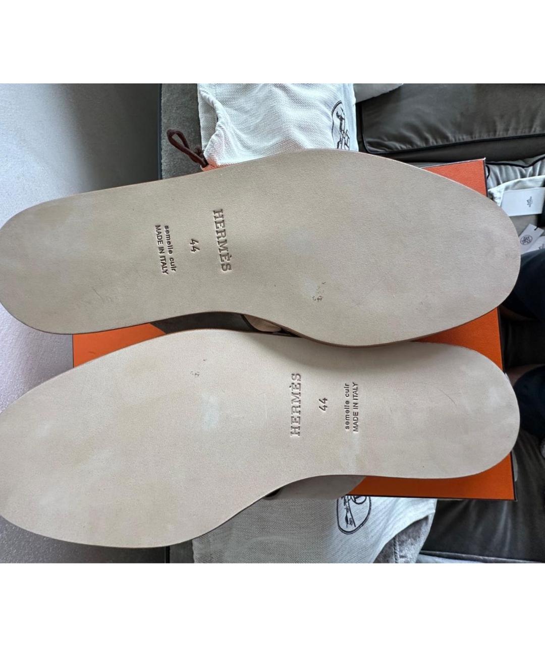 HERMES Бежевые замшевые туфли, фото 7