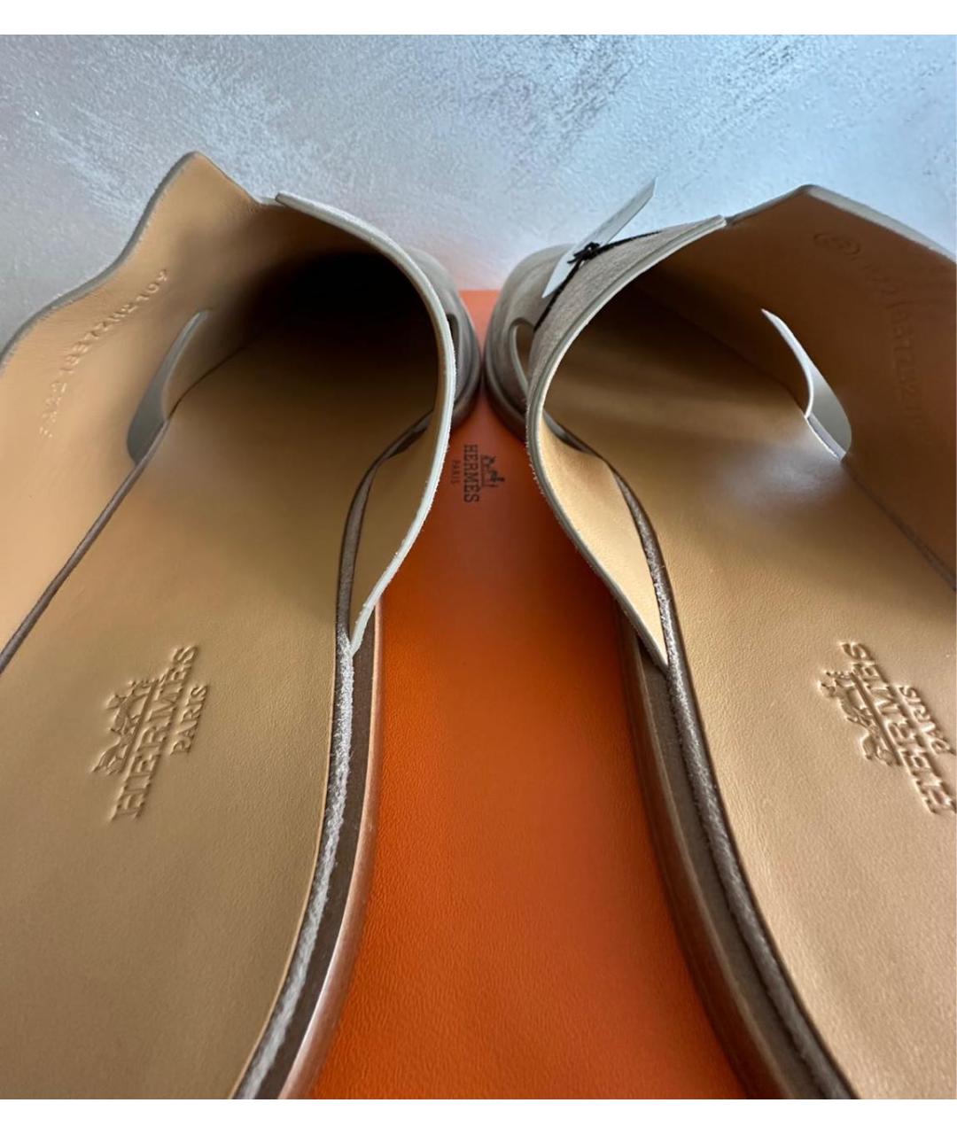 HERMES Бежевые замшевые туфли, фото 8