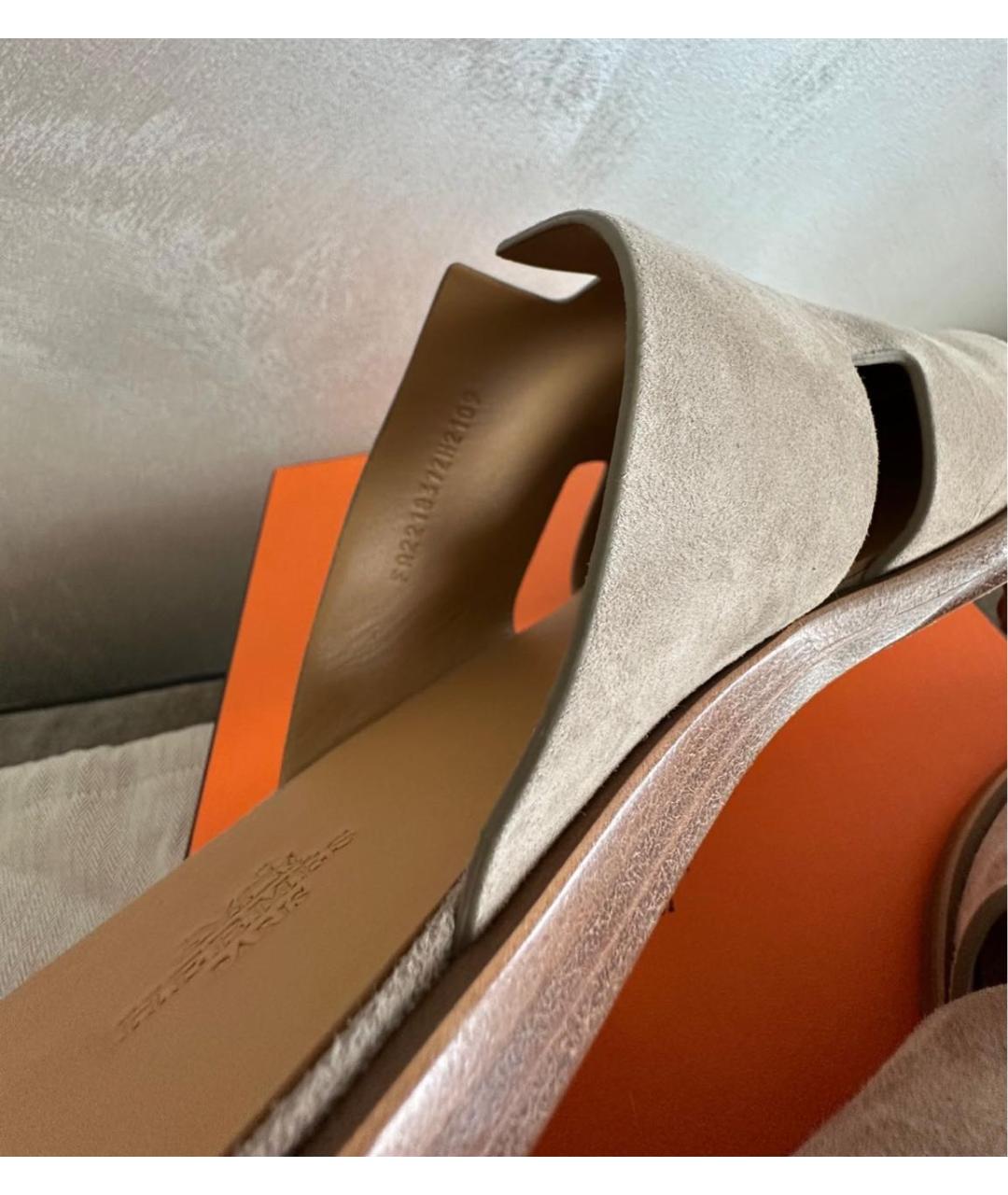 HERMES Бежевые замшевые туфли, фото 4