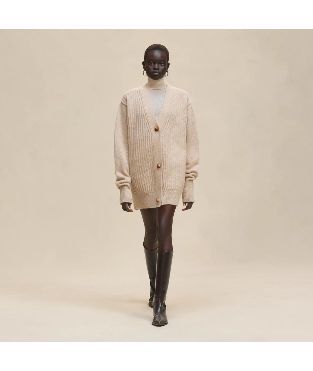 HERMES Бежевый шерстяной кардиган, фото 5