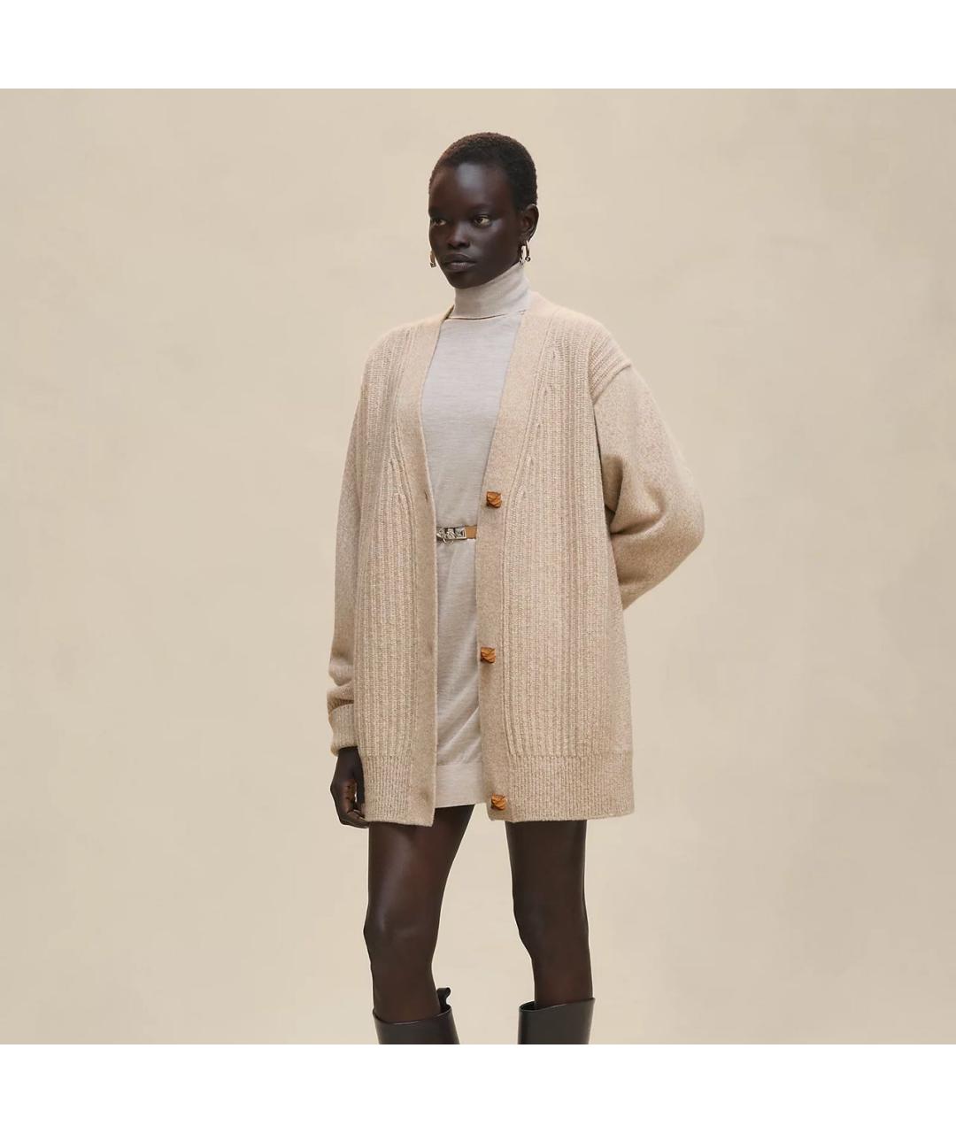 HERMES Бежевый шерстяной кардиган, фото 2