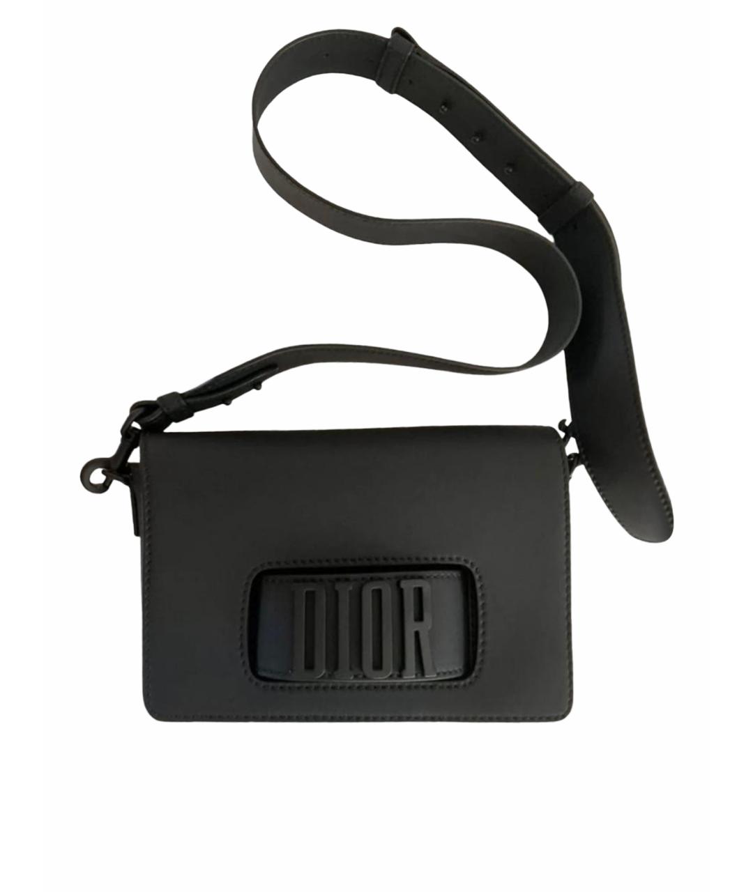 CHRISTIAN DIOR Черная кожаная сумка через плечо, фото 1