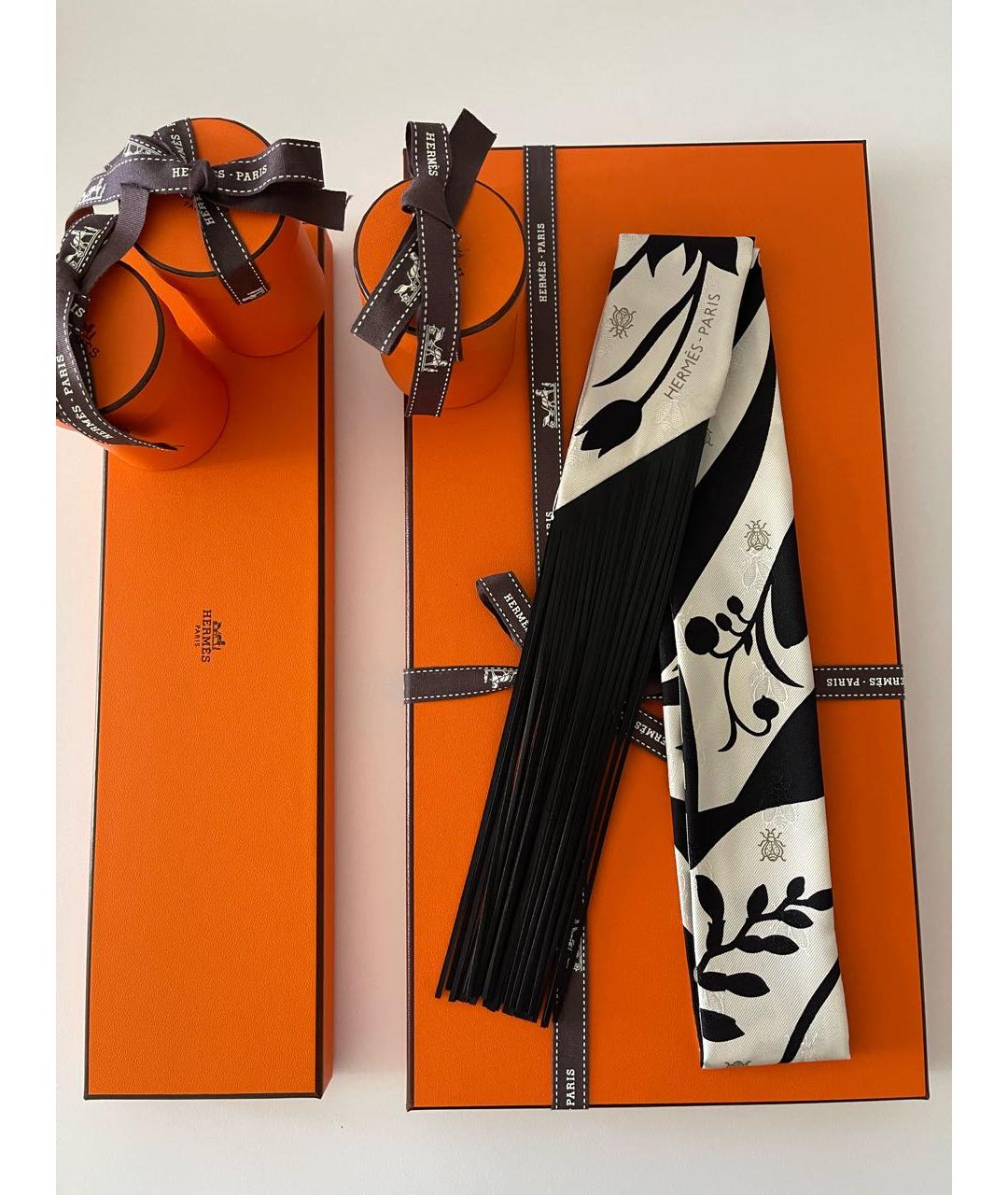 HERMES Черный шелковый платок, фото 3
