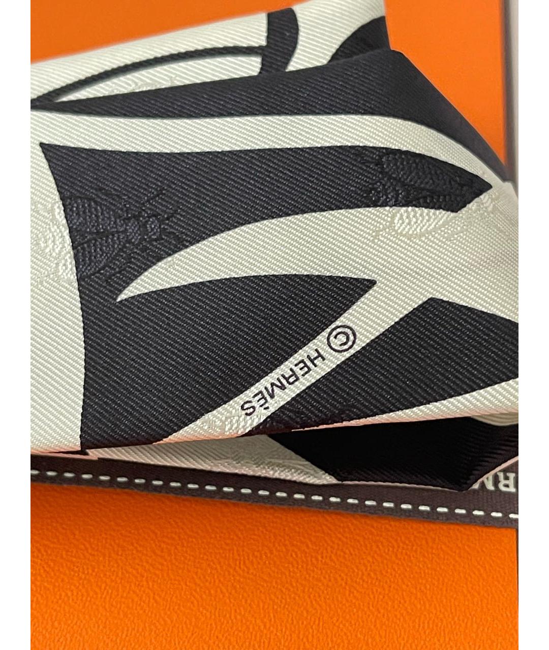 HERMES Черный шелковый платок, фото 6