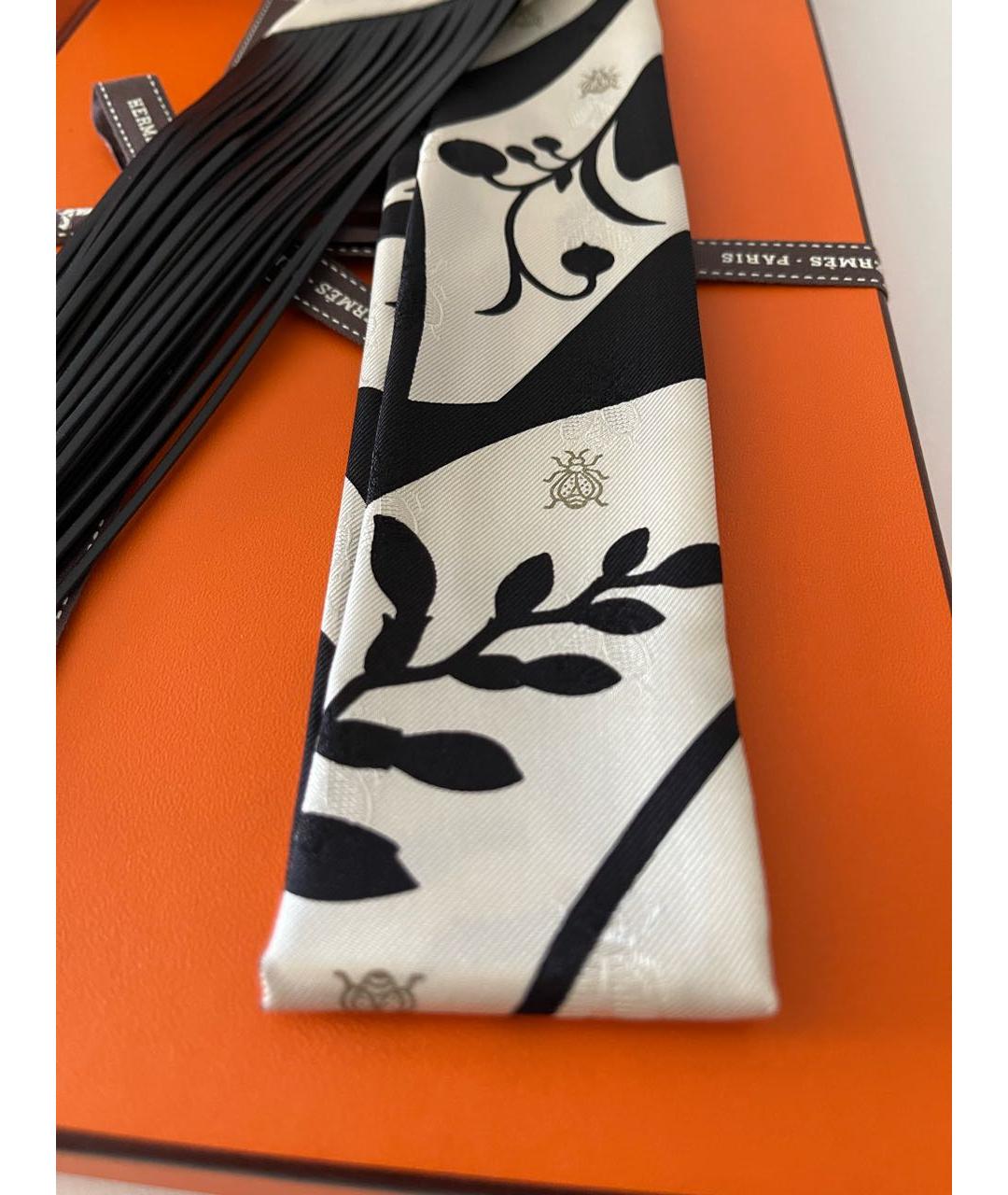 HERMES Черный шелковый платок, фото 4
