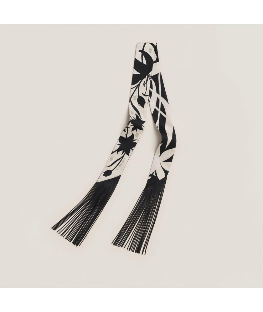 HERMES Черный шелковый платок, фото 9