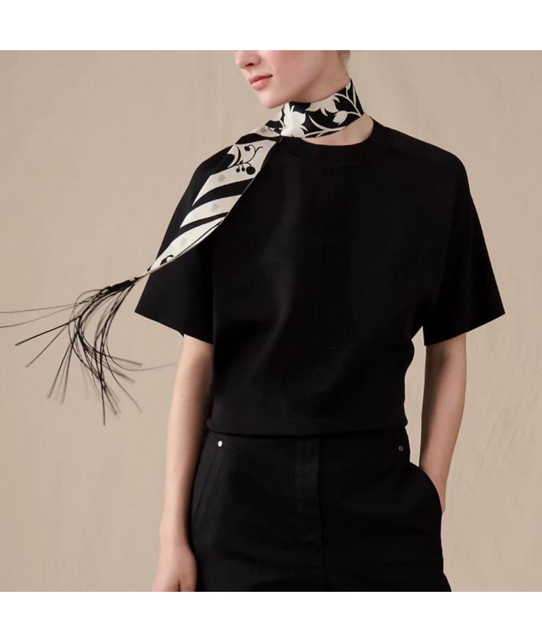 HERMES Черный шелковый платок, фото 2