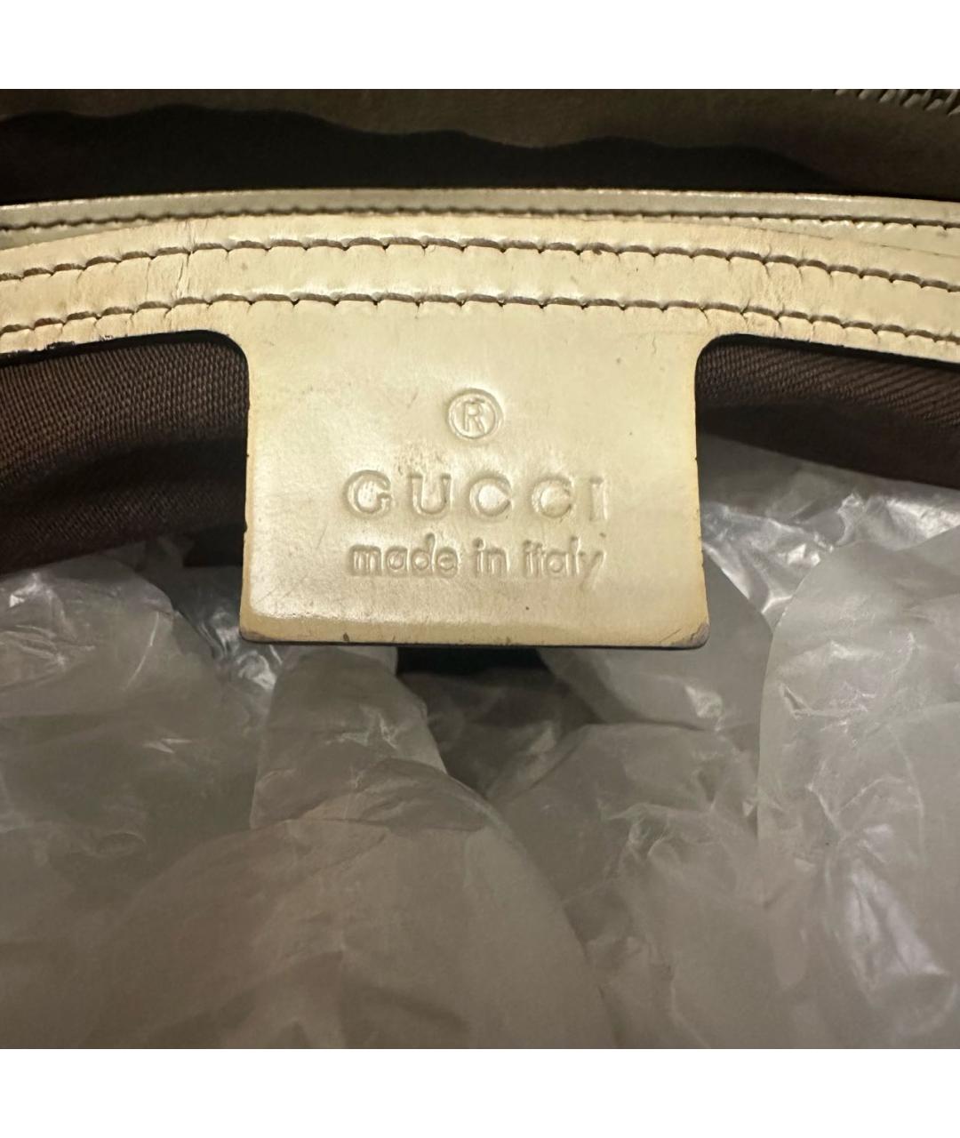 GUCCI Бежевая кожаная сумка с короткими ручками, фото 5