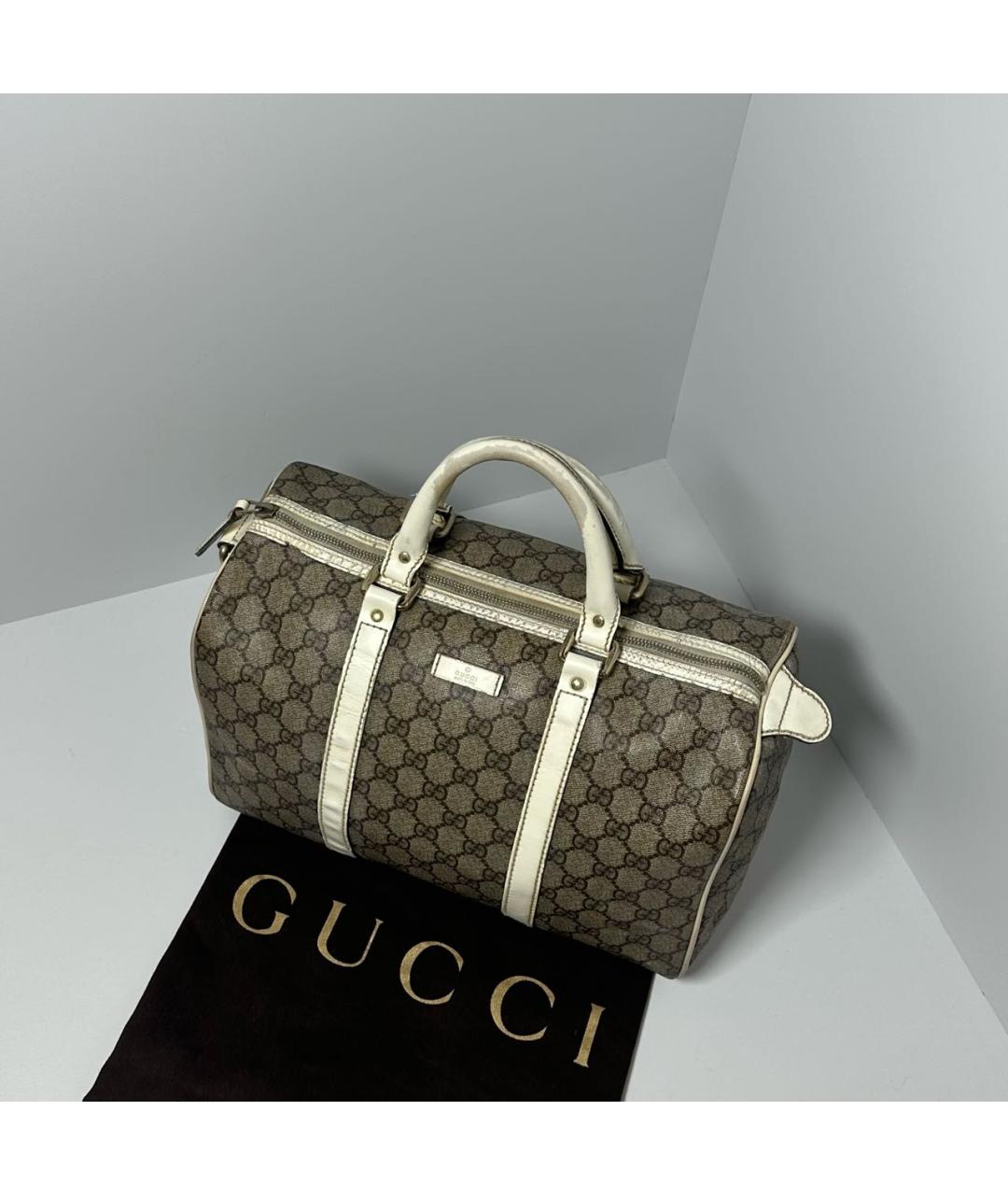 GUCCI Бежевая кожаная сумка с короткими ручками, фото 2