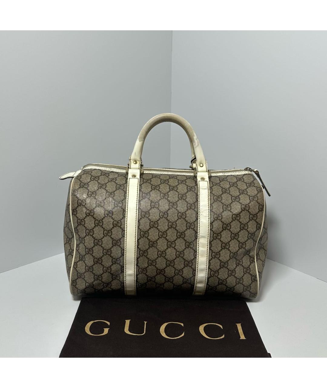 GUCCI Бежевая кожаная сумка с короткими ручками, фото 3