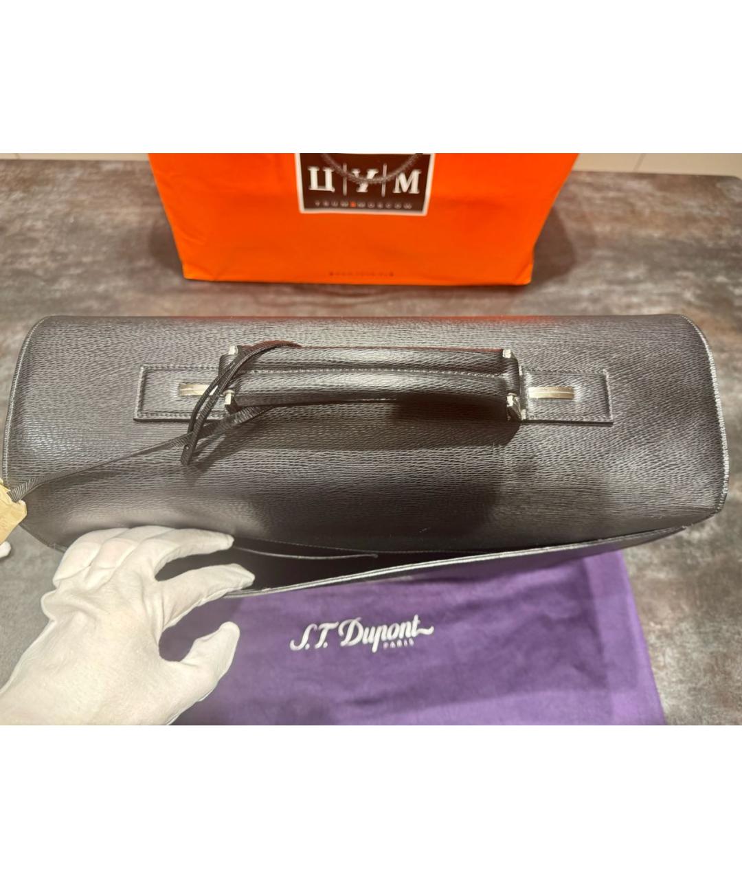 DUPONT Черный кожаный портфель, фото 3