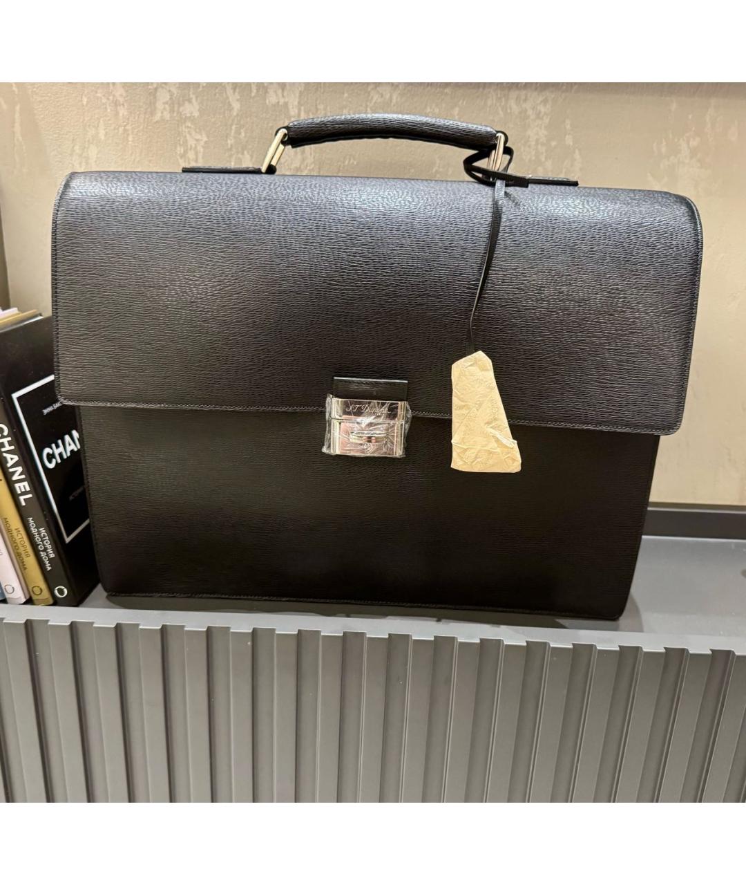 DUPONT Черный кожаный портфель, фото 9