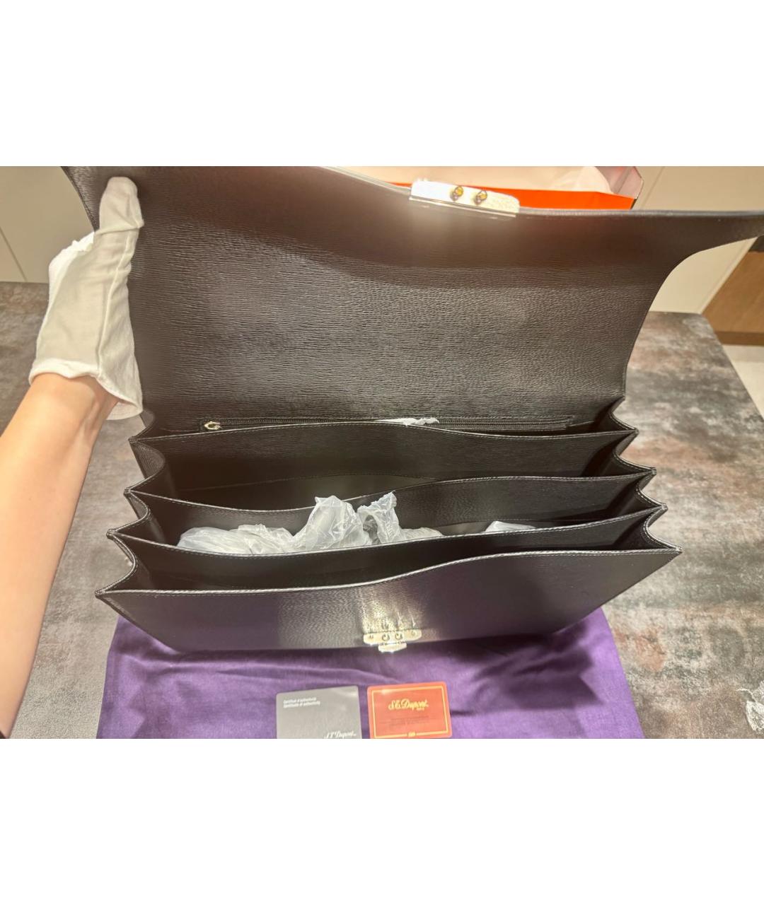 DUPONT Черный кожаный портфель, фото 4