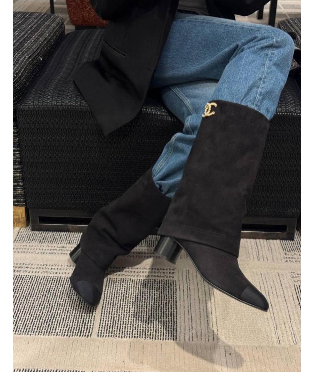 CHANEL Черные замшевые полусапоги, фото 2