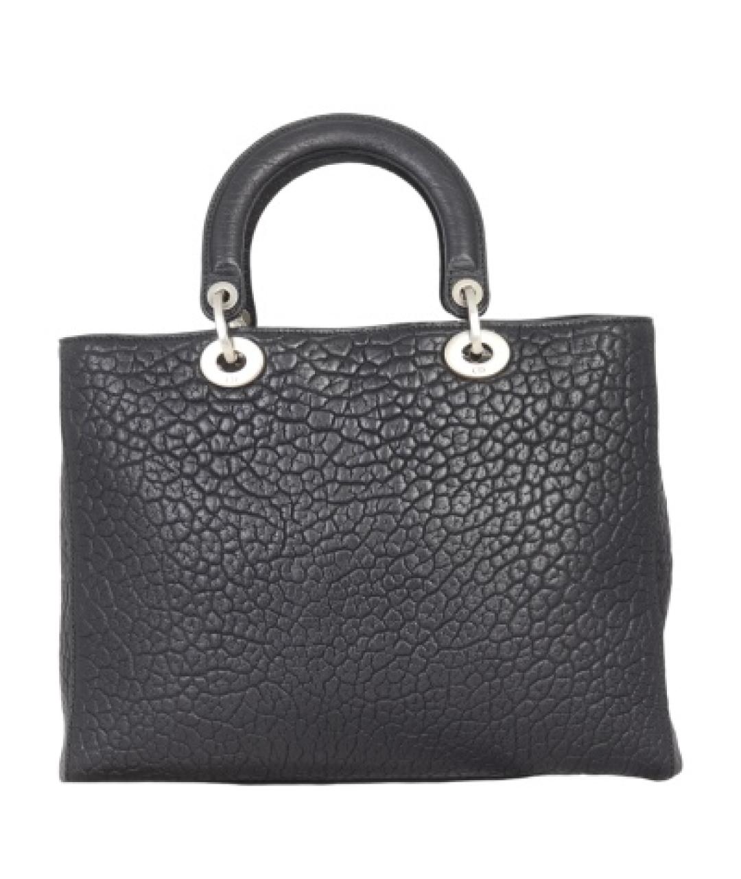 CHRISTIAN DIOR Черная кожаная сумка тоут, фото 2