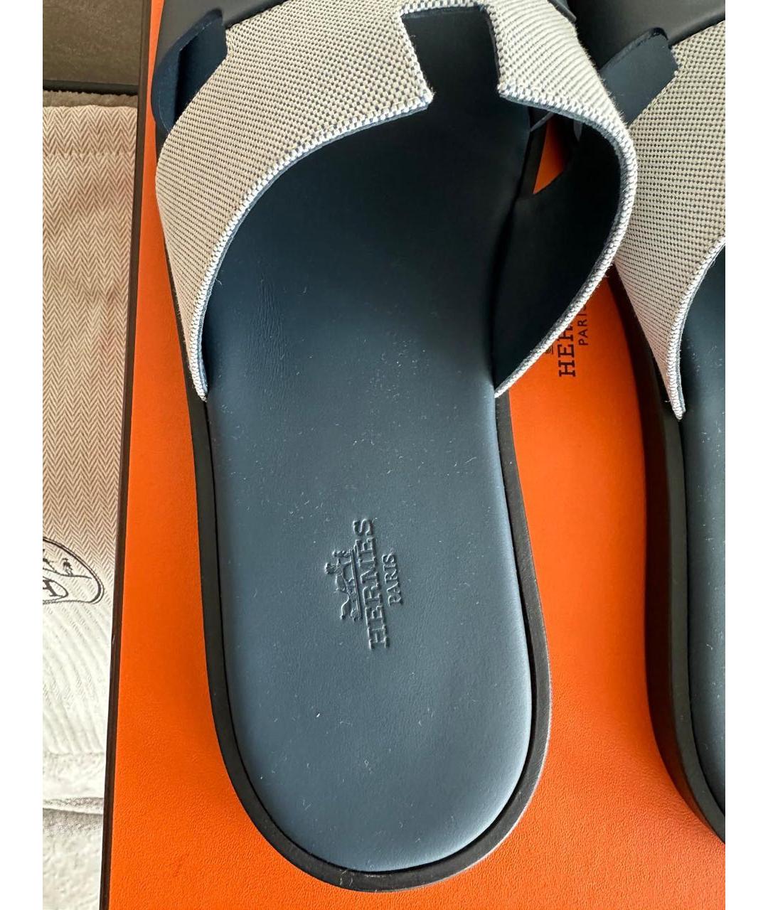 HERMES Черные кожаные шлепанцы, фото 7
