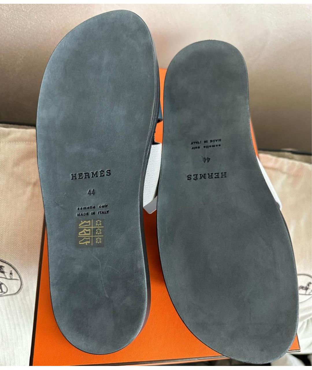 HERMES Черные кожаные шлепанцы, фото 6