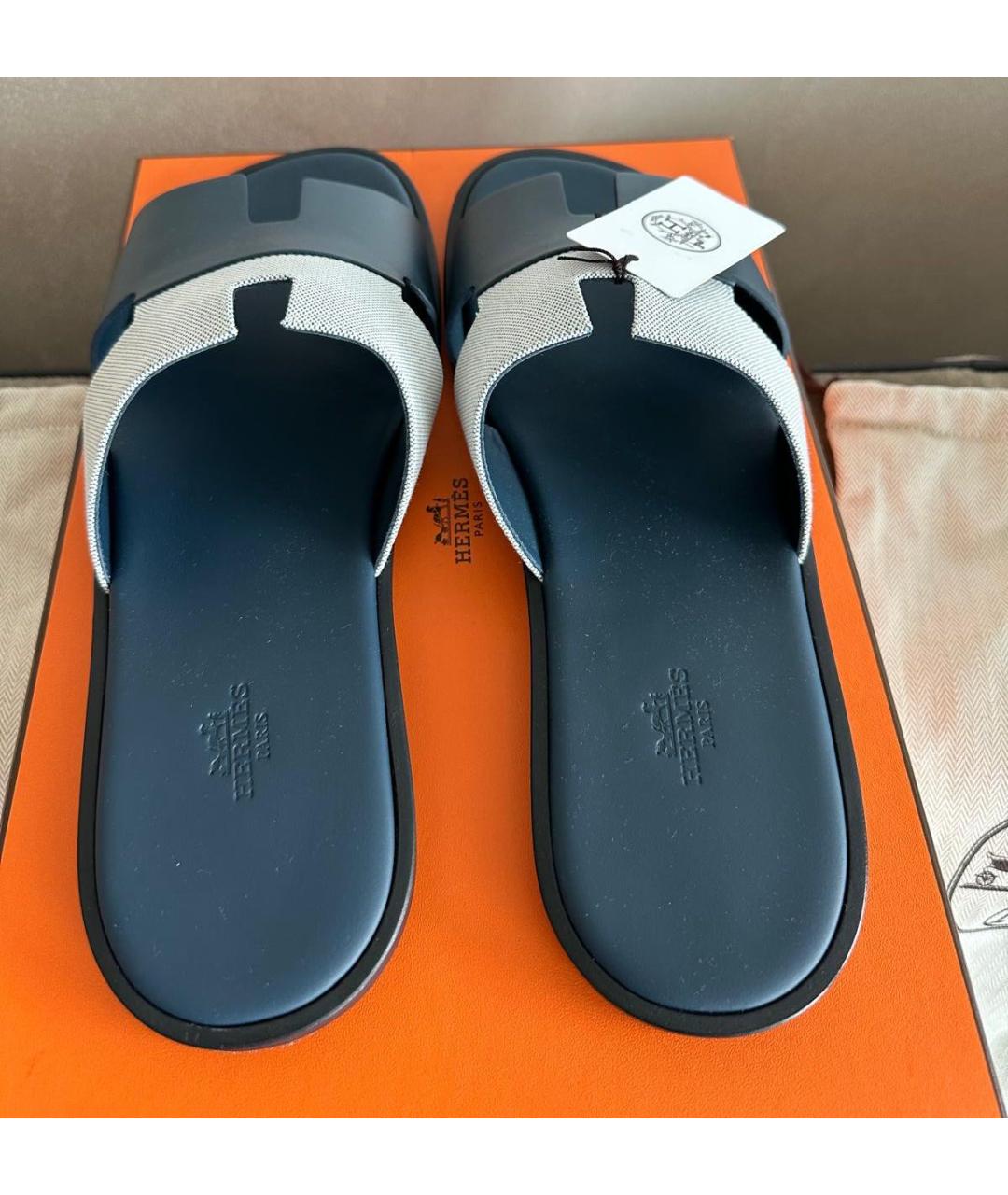HERMES Черные кожаные шлепанцы, фото 4