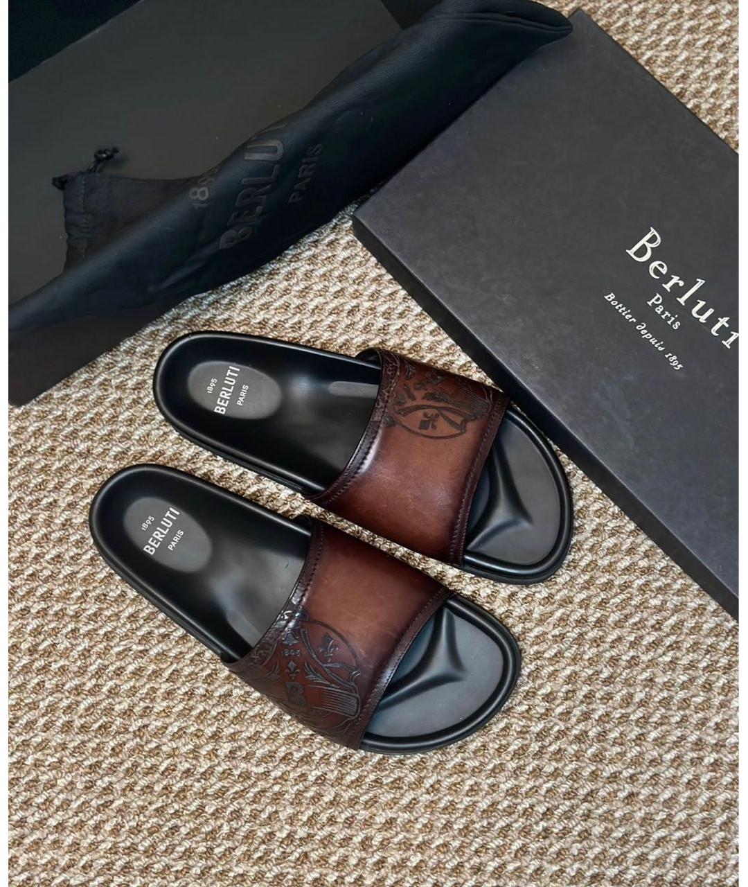 BERLUTI Мульти кожаные шлепанцы, фото 3