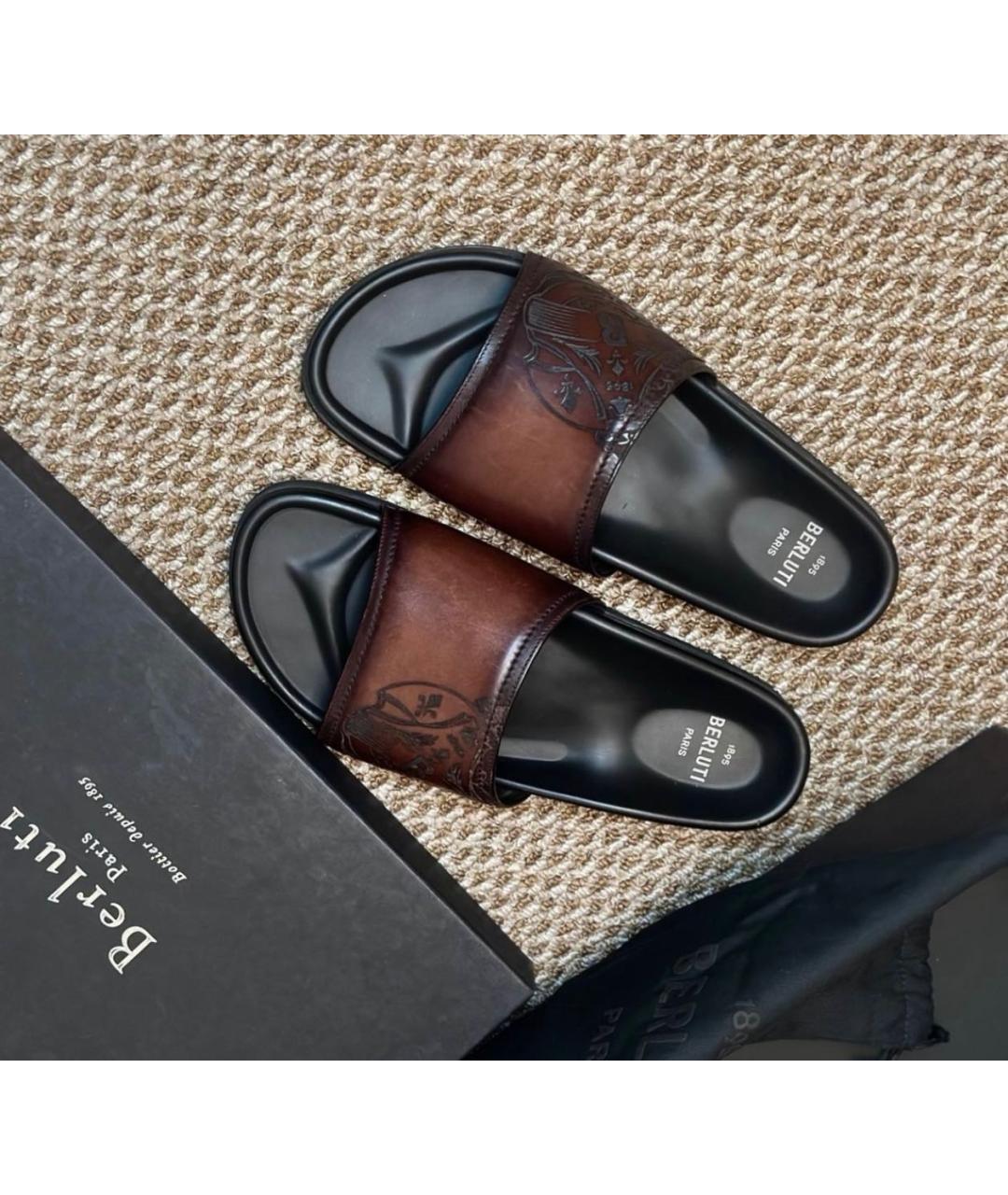 BERLUTI Мульти кожаные шлепанцы, фото 4
