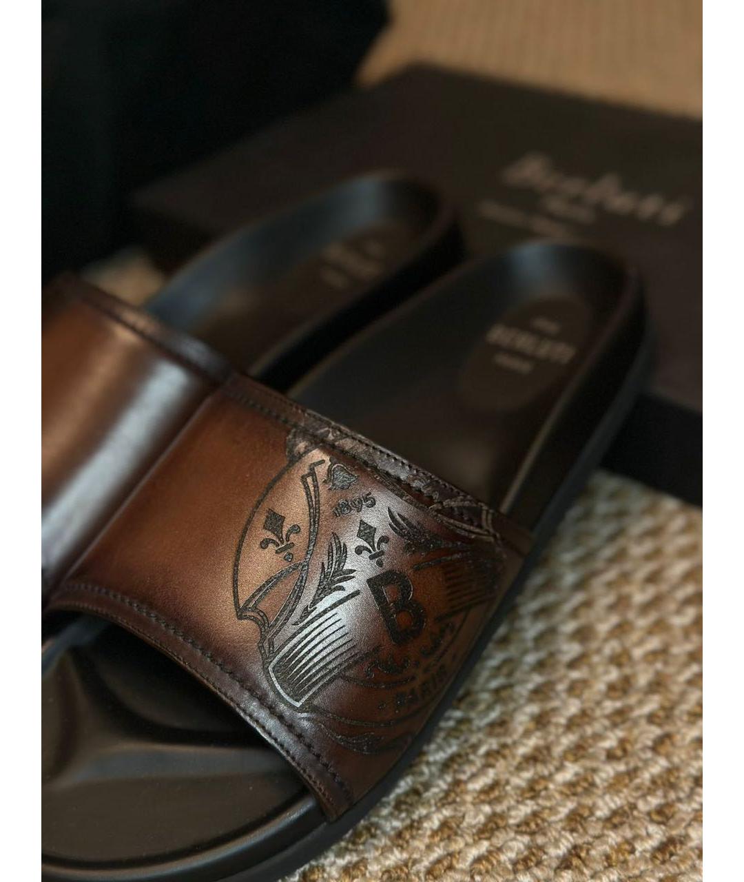 BERLUTI Мульти кожаные шлепанцы, фото 6