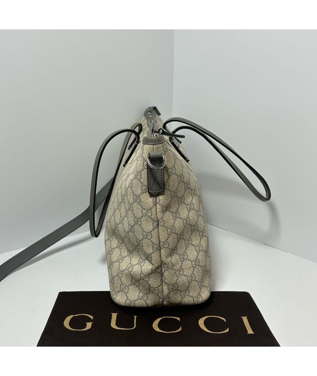GUCCI Бежевая кожаная сумка тоут, фото 4