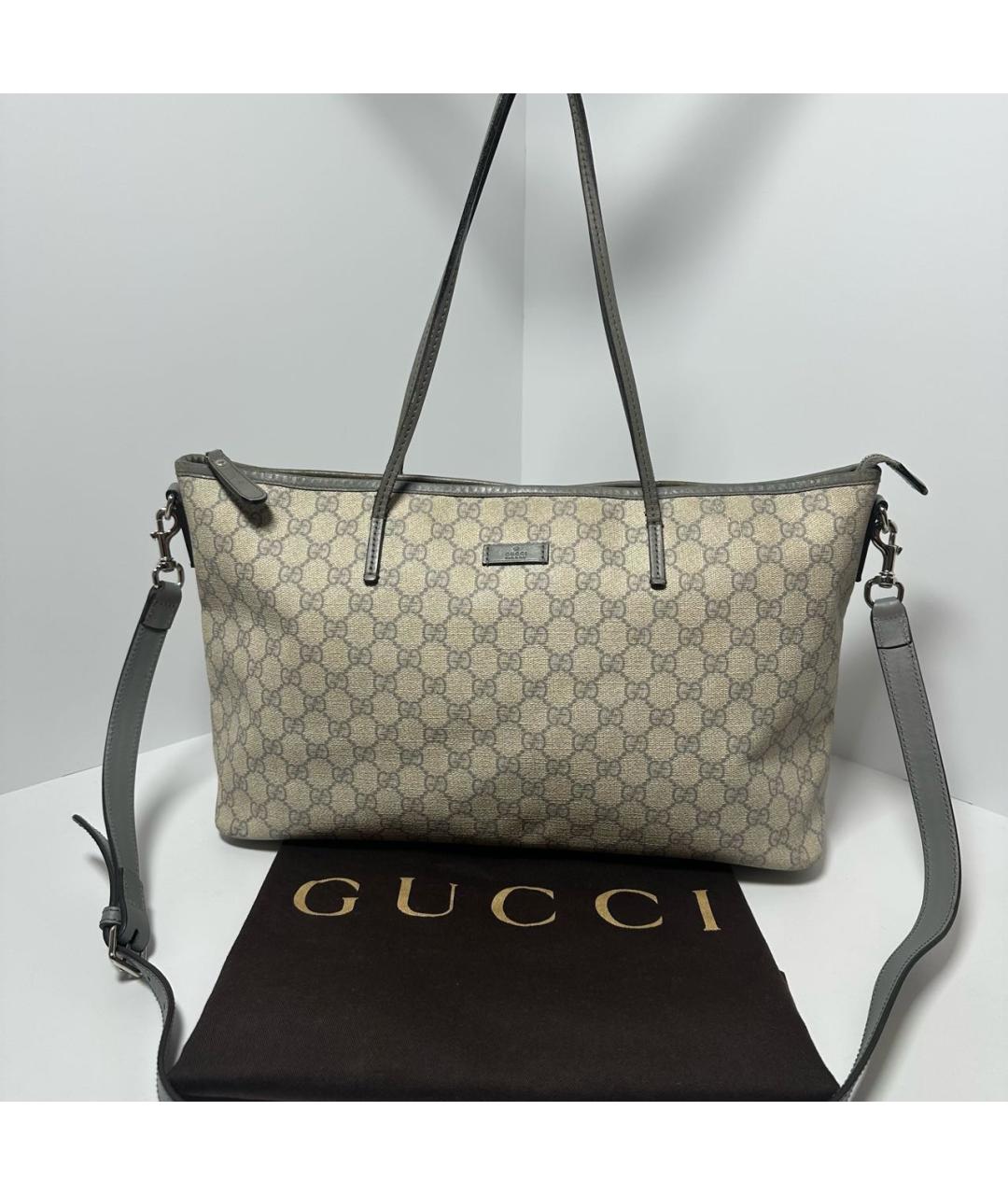 GUCCI Бежевая кожаная сумка тоут, фото 8