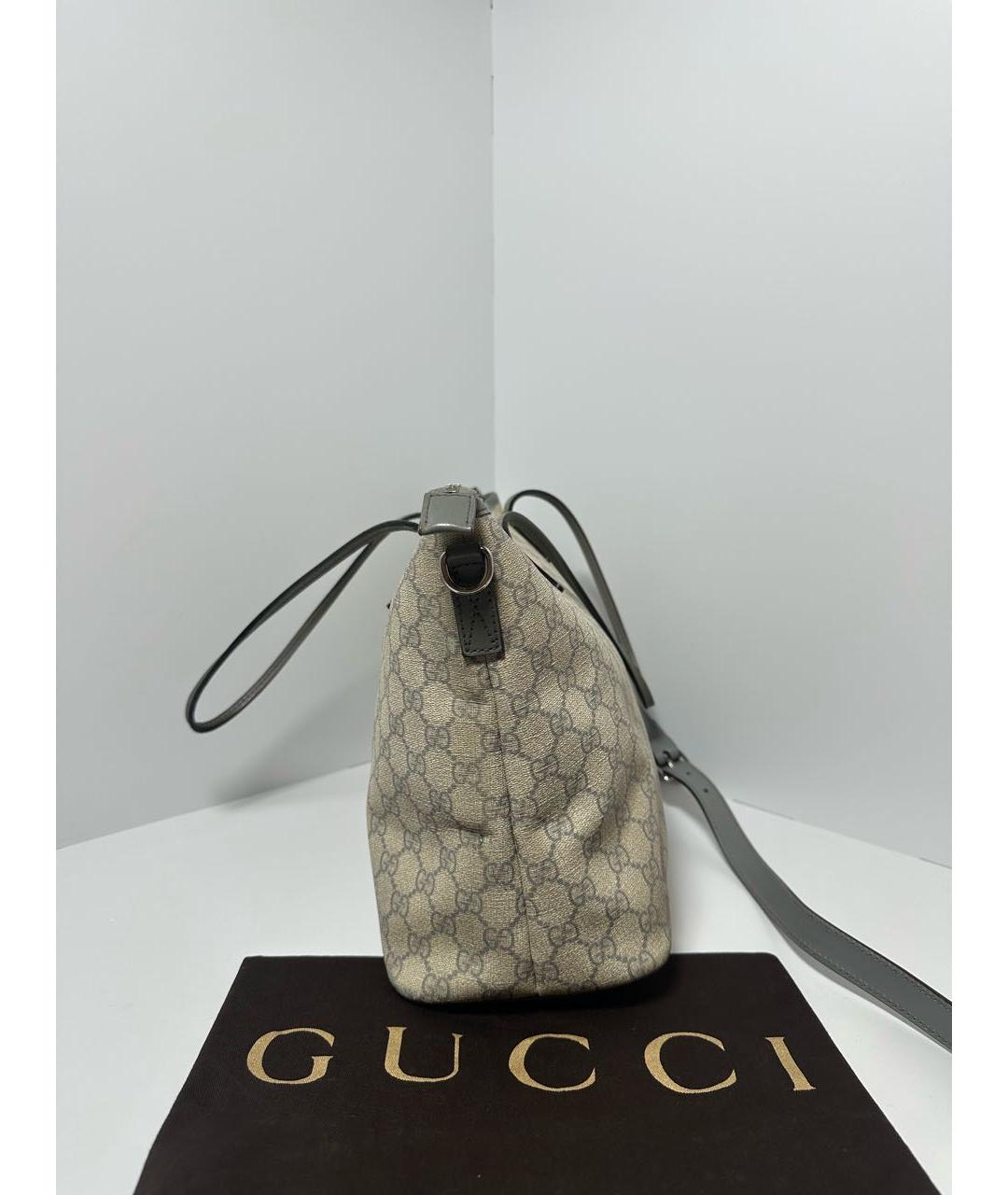 GUCCI Бежевая кожаная сумка тоут, фото 5