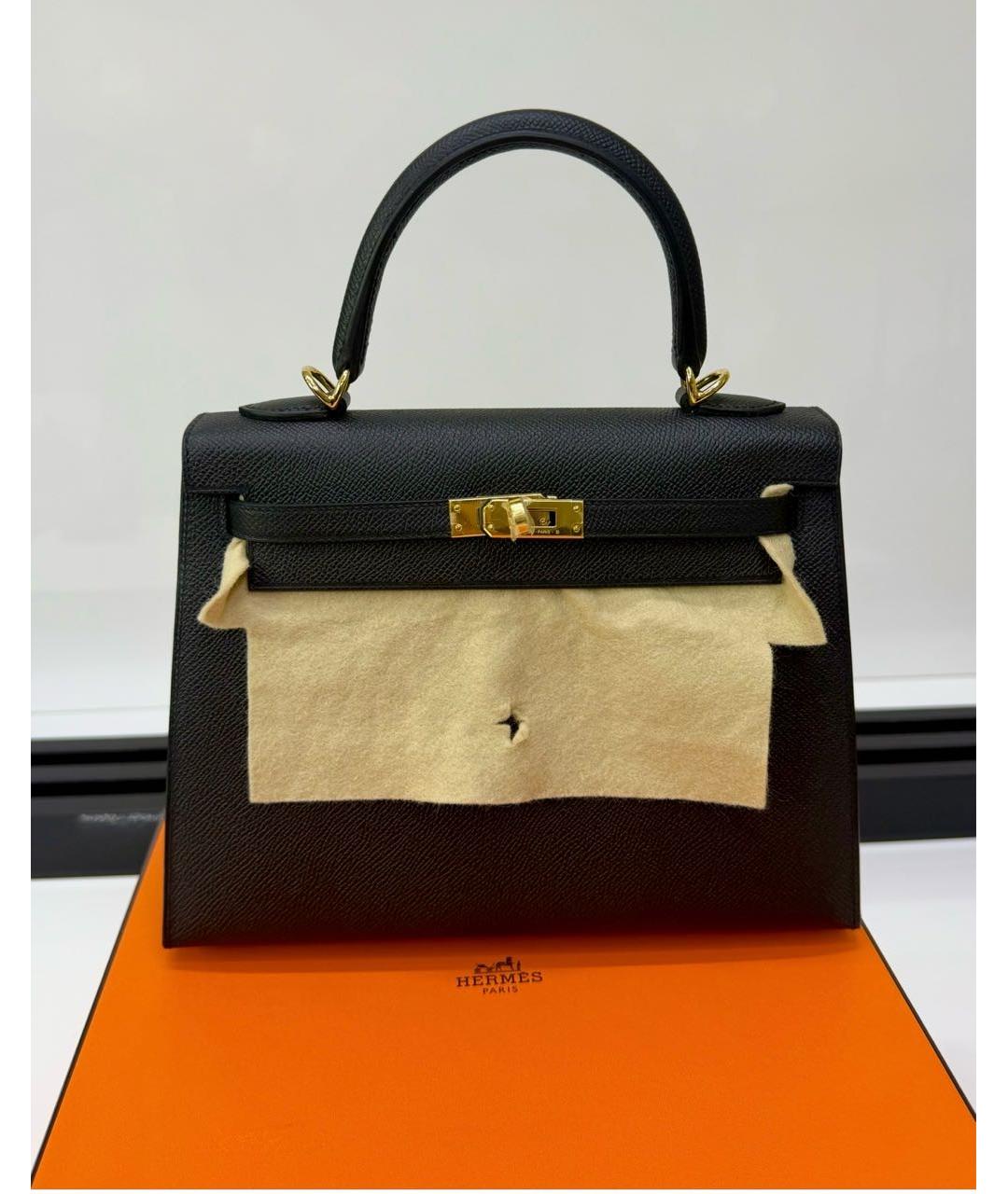 HERMES Черная кожаная сумка через плечо, фото 5