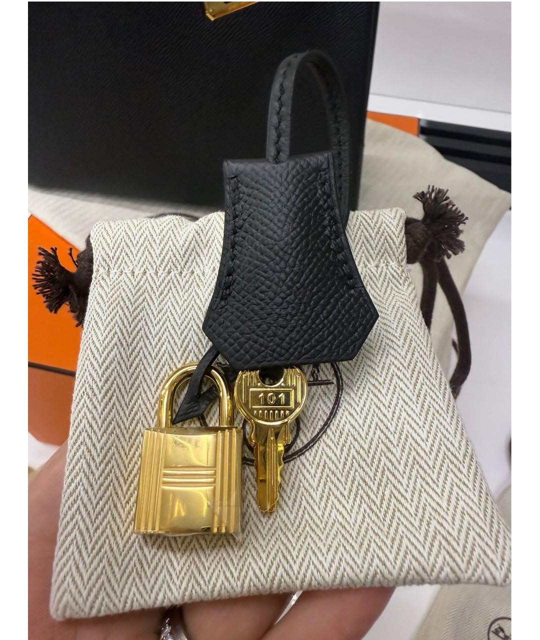 HERMES Черная кожаная сумка через плечо, фото 7