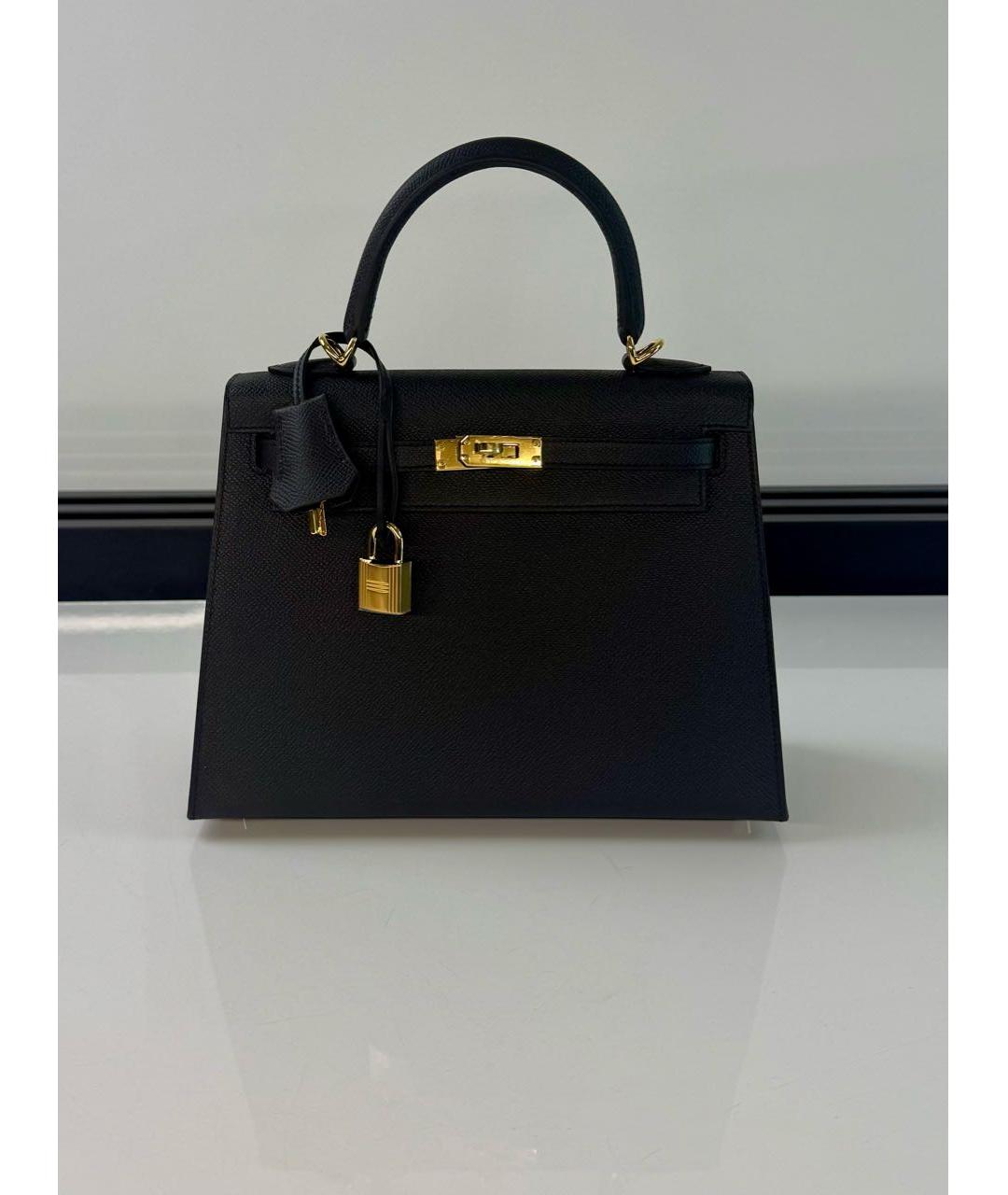 HERMES Черная кожаная сумка через плечо, фото 9