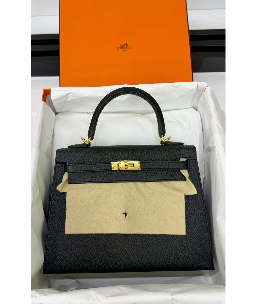 HERMES Черная кожаная сумка через плечо, фото 8