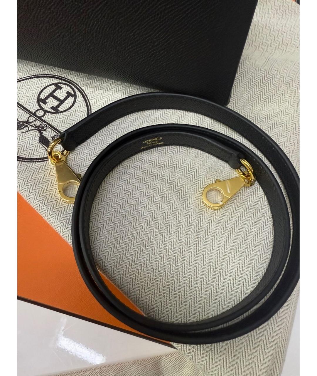 HERMES Черная кожаная сумка через плечо, фото 6
