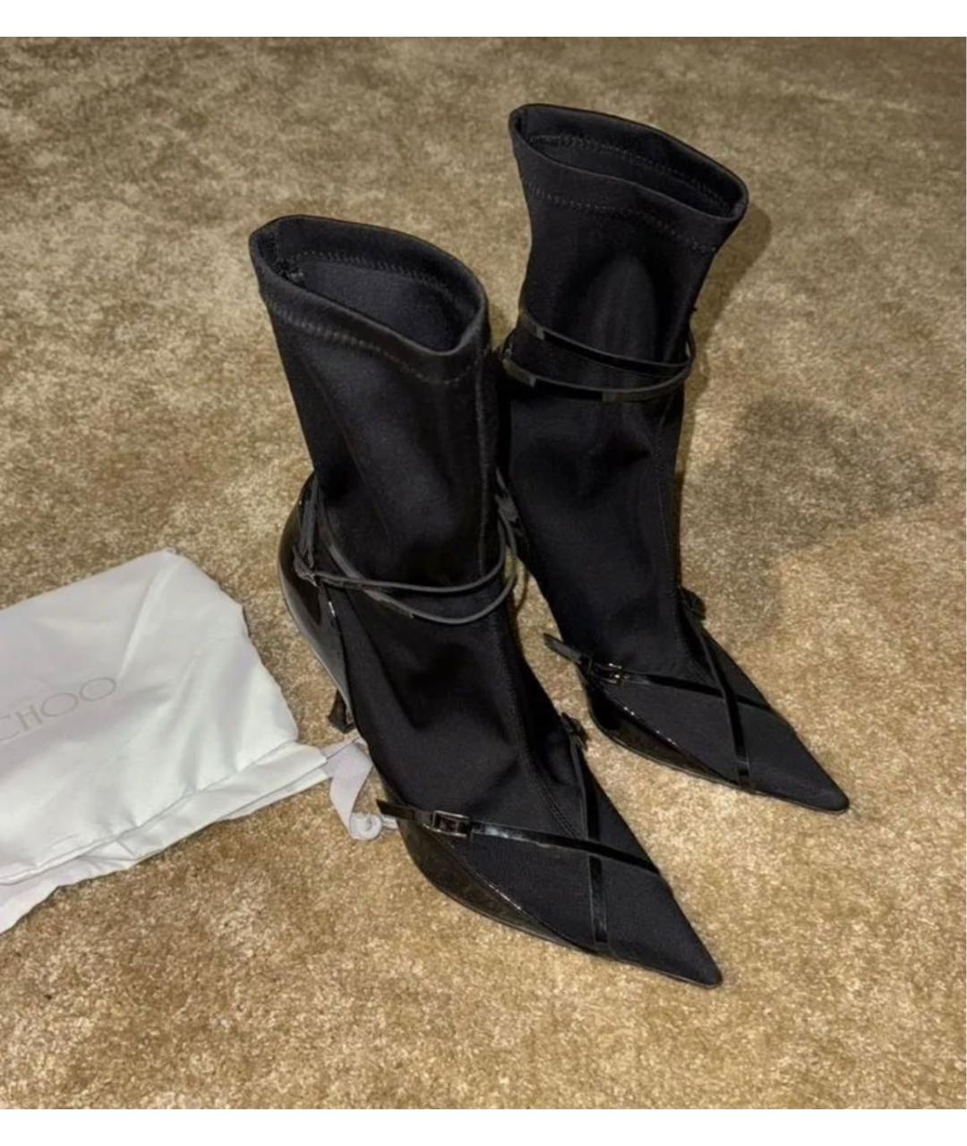 JIMMY CHOO Черные текстильные ботильоны, фото 3