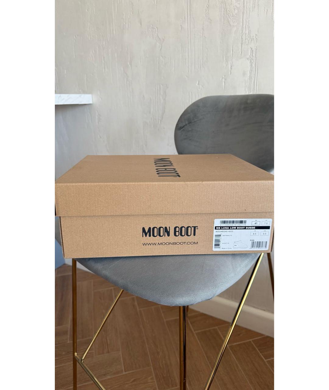 MOON BOOT Антрацитовые замшевые ботинки, фото 4