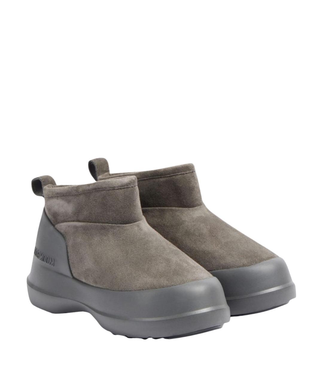MOON BOOT Антрацитовые замшевые ботинки, фото 1