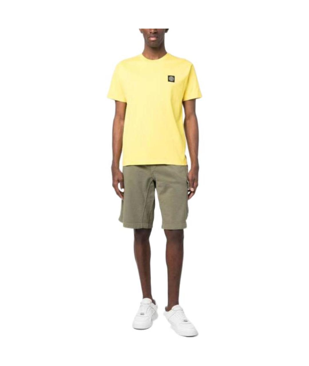 STONE ISLAND Желтая хлопковая футболка, фото 2