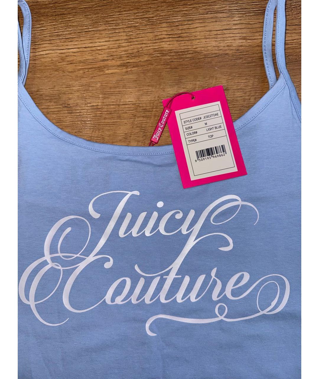 JUICY COUTURE Голубая хлопковая майка, фото 3