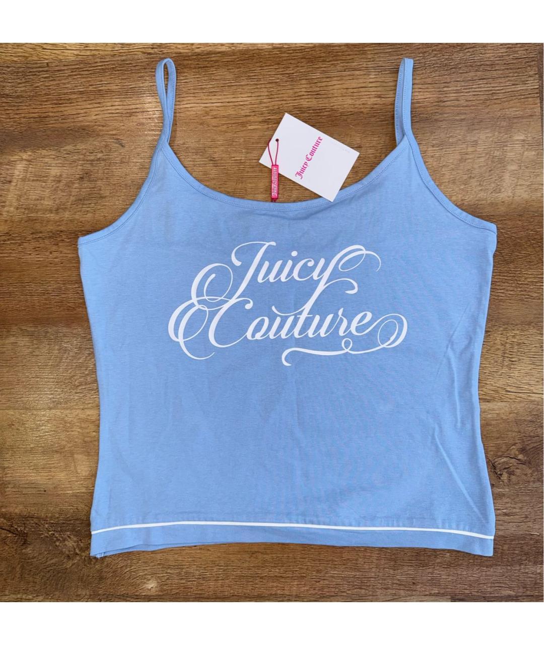 JUICY COUTURE Голубая хлопковая майка, фото 7