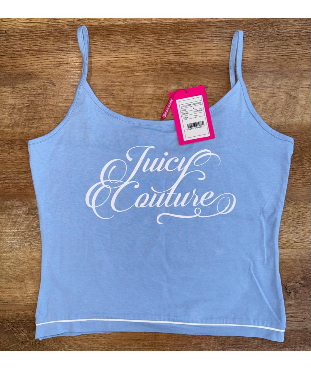 JUICY COUTURE Голубая хлопковая майка, фото 2