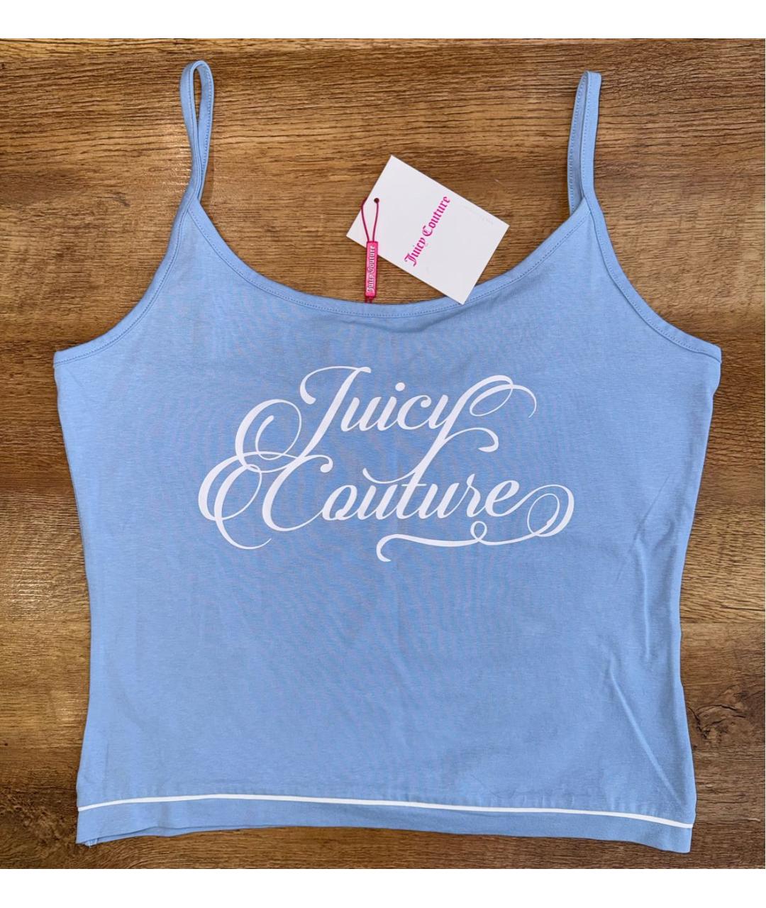 JUICY COUTURE Голубая хлопковая майка, фото 6