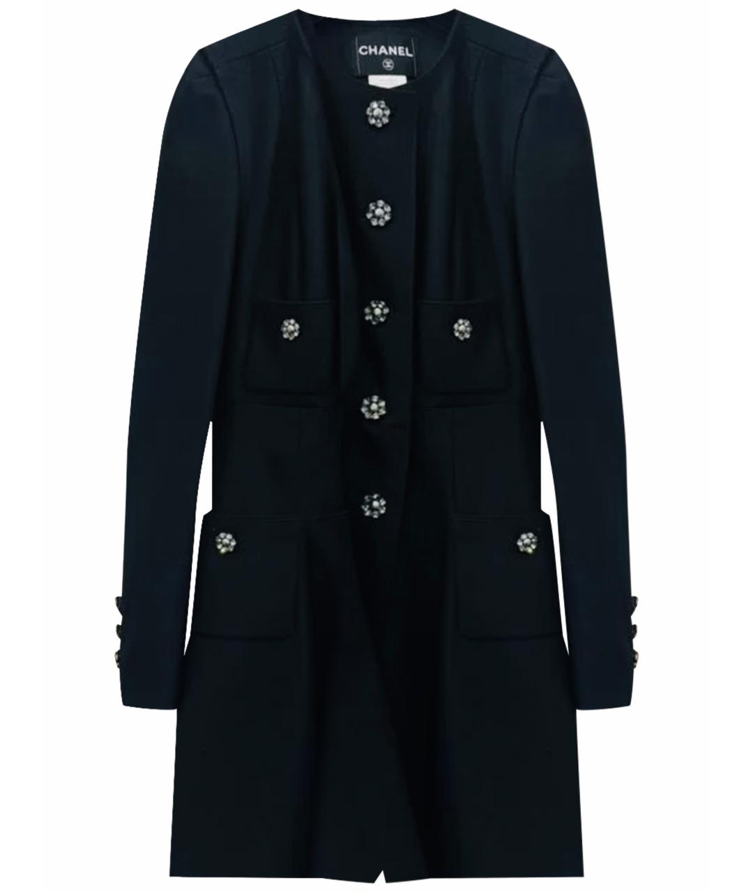 CHANEL Черное шерстяное пальто, фото 1