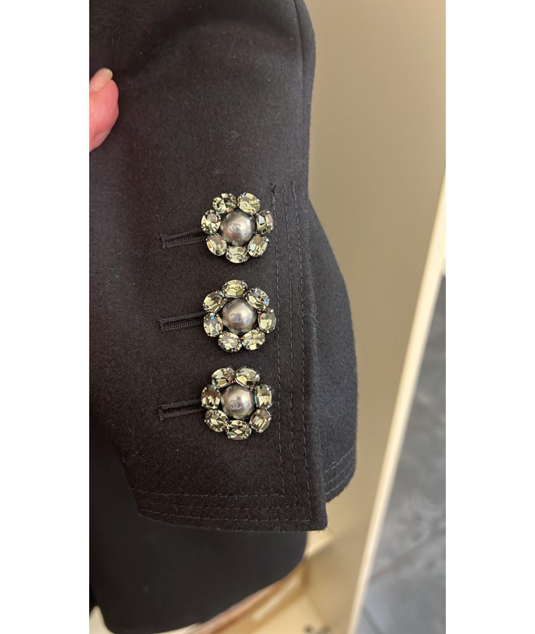 CHANEL Черное шерстяное пальто, фото 5